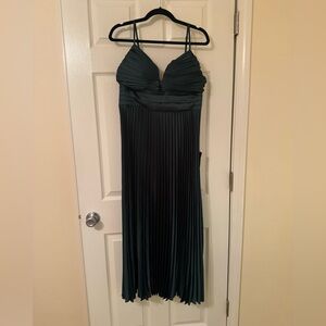 Lulu's Dark Teal Pleated Maxi Dress